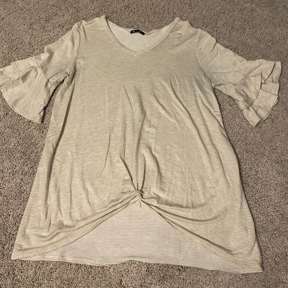 Women’s pinstripe flutter sleeve top